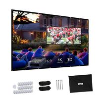 Projector Screen, Upgraded 100 inch 4K 16:9 HD Portable Projector Screen, Premium Indoor Outdoor Movie Screen Anti-Crease Projection Screen for Home Theater Backyard Movie Office Presentation.