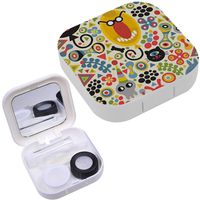 Portable Contact Lens Case Box Travel Kit Mirror + Bottle + Tweezers Container Holder [ Cute Monsters ]