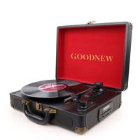 GOODNEW Vinyl Record Player Turntable, Built in Speakers, Support Headphone & RCA Outputand AUX (3.5mm) Input Jack & Bluetooth Connection