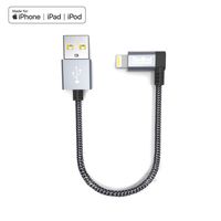 iPhone Cable TecMad Short [Apple MFi Certified] iPhone Cable Nylon Braided 90 Degree Fast Charger Cord Data Sync Cable for iPhone Xs XS Mex XR X/iPhone8/7/6 Plus/5s/iPad/Mavic and More (Gray 0.65ft)