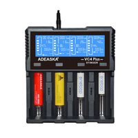 Ocamo Battery Charger ADEASKA VC4 Plus LCD Display USB Rapid Intelligent Charger for Li-ion/IMR/LiFePO4/Ni-MH 18650/26650 Battery US Plug