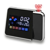 Oranlife Projection Alarm Clocks Digital Multi-Function on Ceiling with Weather Station Electronic Desk Clock with Time Projection Bedside Wake Up Projector Watch, Black
