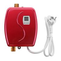Electric Tankless Water Heater,3800W Mini Instant Thermostatic Hot Water Heater Fast 3 Seconds Shower Hot Water System,L13.5 x W6 x H16.5cm,Red,EU
