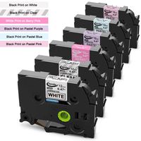 Replace TZe Tape 12mm 0.47 Laminated White/Clear/Berry Pink/Purple/Blue/Pink TZ Label Tape Compatible with Brother P-Touch Label Maker PT-H110 PT-D600 PT-D400 PT-D200, 6-Pack