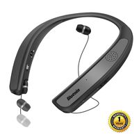Bluetooth Headphones Speaker 2 in 1,Bluenin Neckband Wireless Headset Wearable Speaker True 3D Stereo Sound Sweatproof Headphones with Retractable Earbuds Built-in Microphone (Titanium Gray)