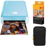 Kodak Mini2 Instant Photo Printer (Blue) Basic Bundle + Paper (20 Sheets) + Deluxe Case