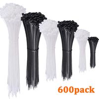 600 Pcs Cable Zip Ties, Viaky Self-Locking 4/6/8/10/12 Inch Nylon Heavy Duty Wire Ties for Organized Cables and Multi-Purpose Project(Black & White)