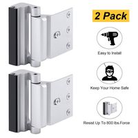 Home Security Door Lock, Childproof Door Reinforcement Lock with 3" Stop Withstand 800 lbs for Inward Swinging Door, Upgrade Night Lock to Defend Your Home (Silver-2 Pack)