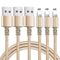 MAILAIZ iPhone Charger, 3PACK (6FT) Nylon Braided Lightning Cable Charging Cord USB Cable Compatible with iPhone XS/MAX/XR/X/8/7/6s/6/Plus/5SE/5s/5c/5/ipad (Gold)