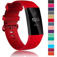 Velavior Bands Compatible with Fitbit Charge 3 and Charge 3 SE, Soft Sport Band Adjustable Waterproof Replacement Strap Wristbands Accessories for Fitbit Charge 3 Tracker Women Men (Red, Small)