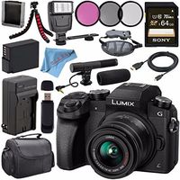 Panasonic Lumix DMC-G7 Mirrorless Camera with 14-42mm Lens (Black) DMC-G7KK + 46mm 3 Piece Filter Kit + DMW-BLC12 Lithium Ion Battery + External Rapid Charger + Sony 64GB SDXC Card Bundle