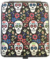 Eclipse Candy Skull Flowers Crushproof Leatherette Cigarette Case Wallet, Holds 20 King Size Cigarettes
