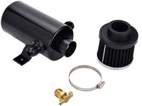 Jyeee 10AN Aluminum Baffled Breather Tank With Drain Valve Filter 0.75L Oil Catch Can Kit Fuel Tank System Universal Black