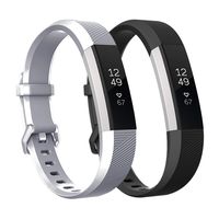 Fundro Replacement Bands Compatible with Fitbit Alta Bands and Alta HR Band, Newest Sport Strap Wristband with Secure Buckle for Women Men Boys Girls, 2- Pack (Black+Silver, Large)