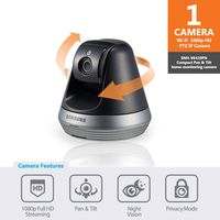 Samsung SNH-V6410PN Pan/Tilt 1080P Wi-Fi Camera, Black