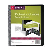 Smead Professional Series Two Pocket File Folder 87937, Up to 100 Sheets, Letter Size, Black, 5 per Pack (87937)