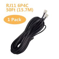 Uvital 50 Feet Telephone Landline Extension Cord Cable Line Wire with Standard RJ-11 6P4C Plugs(Black 15.3M,1Pack)