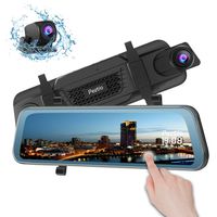Mirror Dash Cam Front and Rear, 1080P FHD 9.66 inch Full Touch Screen Rear View Mirror Dual Dash Cam with 720P Backup Camera, Night Vision, G Sensor, Parking Monitor, Loop Recording