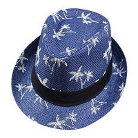 QIUUE 2020 Unisex Top Gangster Cap Beach Sun Straw Hat Band Sunhat Outdoor Cap (Blue 1)