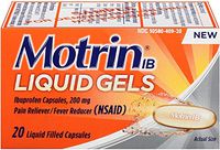 Motrin IB Pain Reliever/Fever Reducer Liquid Gels 20 ea (Pack of 2)