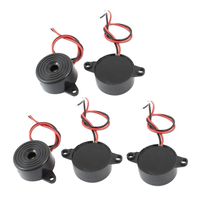 URBEST 5 Pcs DC 3-24V 85dB Industrial Continuous Sound Electronic Buzzer Alarm Black Plastic Shell 23 x 12mm