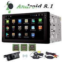 Android 8.1 Car GPS Navigation Double Din Car Stereo Octa Core 2 Din AM FM RDS Radio Touch Screen Support WiFi 4G Mirror Link Bluetooth Subwoofer SWC OBD2 DVR Video Out Free Wireless Rear View Camera