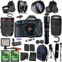 Canon EOS 5D Mark III + 24-105mm f/4L IS USM + 75-300mm + Preset 500mm Telephoto PagingZone Kit Includes, .43x Fisheye + 2.2x Telephoto + LED Light + 2 SD 32GB Card + Extra Battery & Charger