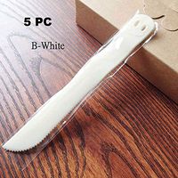 Wonderful Deluxe Disposable Plastic Tableware Premium Cake Knives Cutlery For Party & BBQ - 5 PC (B-White)