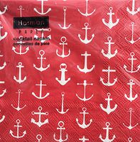 Harman Anchor Cocktail Beverage Paper Napkins, Red, 20-ct