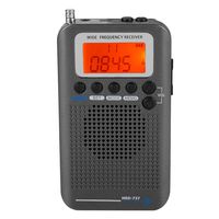 Air Band Radio Receiver AIR FM AM CB SW VHF Full Band Hand-held Aircraft Digital Travel Radio with Extended Antenna Build in Battery Wide Frequency LCD Display with Alarm, Earphones (Black)