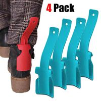 Prettywan 4pcs Lazy Shoe Helper,Portable Shoe Horn,Shoe Lifting Helper Plastic Shoehorn for Men Women and Kids