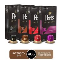 Peet's Coffee Espresso Capsules Variety Pack, 40 Count Single Cup Coffee Pods, Compatible with Nespresso Original Brewers, Crema Scura, Nerissimo, Ricchezza, Ristretto