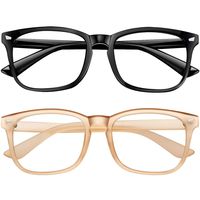 Blue Light Blocking Glasses 2pack Square Computer Glasses Women/Men, Nerd Reading Gaming Glasses Non Prescription (black+Beige)
