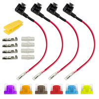 ARTGEAR 12V 24V Low Profile Add-a-Circuit Fuse Tap, ACS Miniature Piggy Back Blade Fuse Holder with Wire Harness, 6 pcs Fuse (3A 5A 7.5A 10A 15A 20A) and Fuse Puller (Pack of 4)