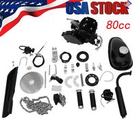 80CC Petrol Gas Motor Bicycle Engine Complete Kit, Full Set Bike Bicycle Motorized 2 Stroke Cycle Petrol Gas Motor Engine Kit Set Fit for Most Type 26" and 28" Bikes (Full Set 80cc, Black)