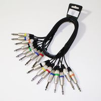 EMB - 8Q8A3F16G - PACK of 8 Color Coded 3ft. 1/4" male to 1/4" male 16GA Cables Adapters for Home DJ Club Studio Stage Show Entertainment