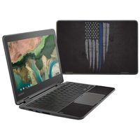 MightySkins Skin Compatible with Lenovo 300e Chromebook 11.6" (2018) - Thin Blue Line | Protective, Durable, and Unique Vinyl Decal wrap Cover | Easy to Apply, Remove | Made in The USA