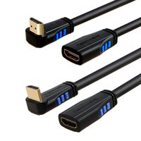 HDMI 2.0 Extension Cable, CableCreation [2PCS] 6 Feet Upward Angle HDMI 2.0 Male to Female Cable + 6 Feet Downward Angle HDMI 2.0 Male to Female Cable, 4K Ultra HD, Black