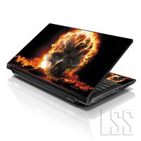 LSS 10 10.2 inch Laptop Skin Cover with Colorful Skull on Fire Pattern for HP Dell Lenovo Apple Asus Acer Compaq - Fits 7" 8" 8.9" 10" 10.2" (2 Wrist Pads Free)