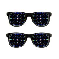 2X GloFX Ultimate Diffraction Prism Glasses - Black (2 Pack) Light Diffracting Firework Glasses