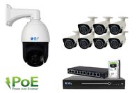 GW Security 8 Camera System H.265 PoE IP 4K NVR Kit : (7) 8MP 4K PoE 4X Motorized Zoom Bullet IP Camera and (1) 5MP 20X Optical Zoom Oudoor/Indoor Dome PTZ Camera