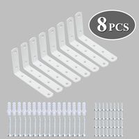 Corner Brace 8 Pcs Shelf Bracket Heavy Duty White Steel L Corner Brace, Decorative Joint Angle Bracket for Shelf 5 InchX3 Inch Shelves Wall Hanging Bracket with Screws