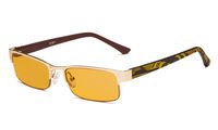 Eyekepper Computer Gaming Reading Glasses with Optical Frame and UV400 Reduces Eyestrain-96.9% Blue Light Blocking Orange Tinted Small Lens-Sleep Better Readers Men Women(Gold/Brown, 0.75)
