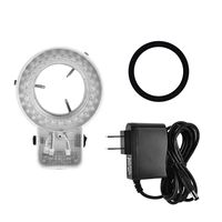 Akozon Microscope LED Light, 3.5W Microscope Camera White Adjustable 56 LED Beads Light Source Brightness Adjustable Ring Lamp for Stereo Microscope & Camera(US Plug)