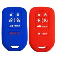 Coolbestda 2Pcs Silicone Smart Key Remote Fob Cover Case Keyless Skin Jacket Wallet for 2014 2015 2016 Honda Odyssey EXL KR5V1X 6button Key Blue Red