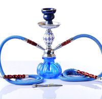 DM-HC 11" 2 Hose Hookah Combo Kit Set, Shisha Pipe Acrylic Base Metal Material Smoking Water Pipe Bong 016,B