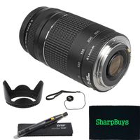 Canon EF 75-300mm f/4-5.6 III Lens for Canon EOS Rebel T6i DSLR Camera & Deluxe SB package includes: Canon EF 75-300mm f/4-5.6 III Lens Tulip lens hood Cap keeper Lens pen & SB microfiber cleaning cloth
