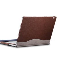 Surface Book 2 (15 inch) Sleeve Case, Synthetic Leather Detachable Magnetic Adsorption with Elastic Bandage [Stylus Pen Holder Loop] Folio Flip Breathable Protective Case Cover (Coffee)