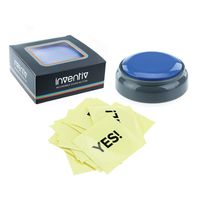 Inventiv 30 Second Custom Recordable Talking Button, Record & Playback Your Own Message, Quality Voice Sound Recorder - 15 Phrase Stickers Included (Blue)