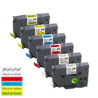 6-Pack TZe Laminated Tape 12mm (Multicolor) Replace Brother P Touch Label Maker Tape TZe 231 131 431 531 631 731 Black on White Clear Red Blue Yellow Green for PT-D210 H100 D600 1/2 Inch x 26.2 Feet